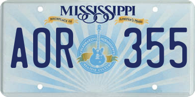 MS license plate AOR355