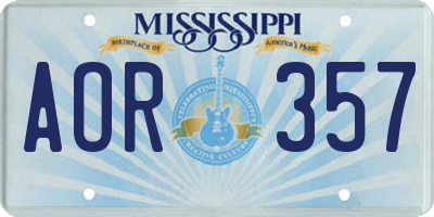 MS license plate AOR357