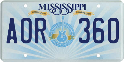 MS license plate AOR360