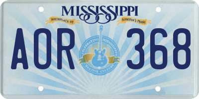 MS license plate AOR368