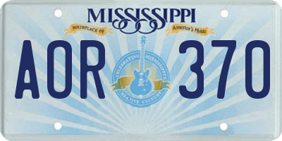 MS license plate AOR370