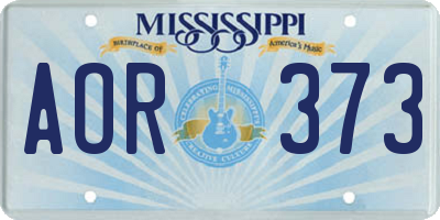 MS license plate AOR373