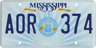 MS license plate AOR374