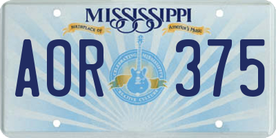 MS license plate AOR375