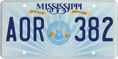 MS license plate AOR382