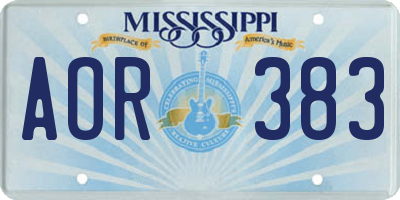 MS license plate AOR383