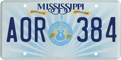 MS license plate AOR384
