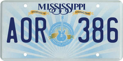 MS license plate AOR386