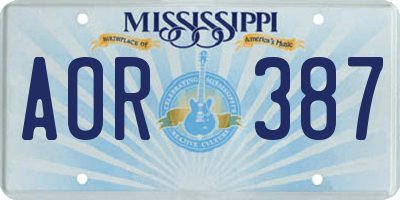 MS license plate AOR387