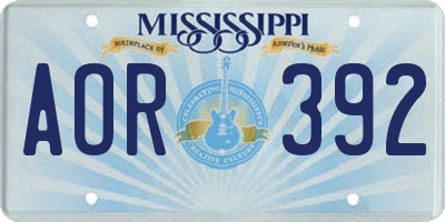 MS license plate AOR392