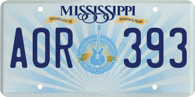 MS license plate AOR393
