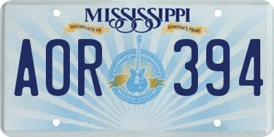 MS license plate AOR394