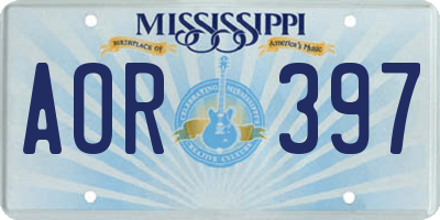 MS license plate AOR397