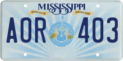 MS license plate AOR403