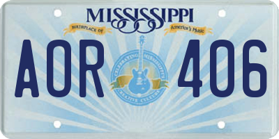 MS license plate AOR406