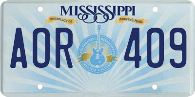 MS license plate AOR409