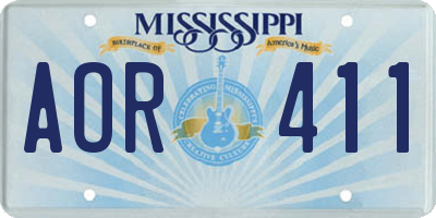 MS license plate AOR411