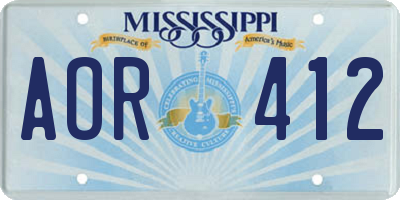MS license plate AOR412