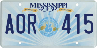 MS license plate AOR415