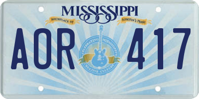 MS license plate AOR417