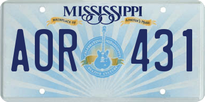 MS license plate AOR431