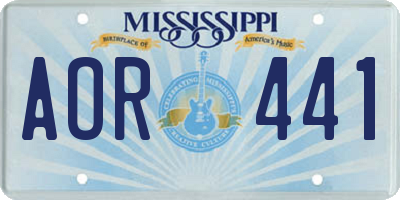 MS license plate AOR441