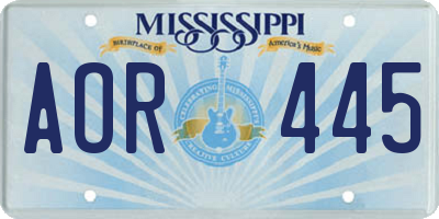 MS license plate AOR445