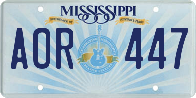 MS license plate AOR447