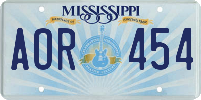 MS license plate AOR454
