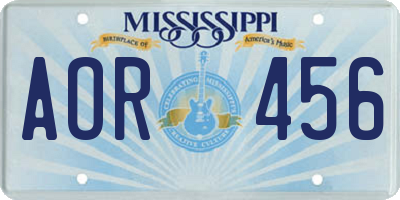 MS license plate AOR456