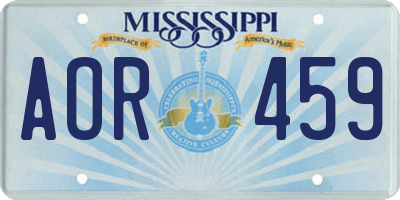 MS license plate AOR459