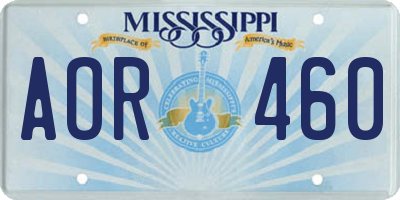 MS license plate AOR460