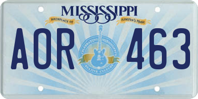 MS license plate AOR463
