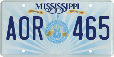 MS license plate AOR465