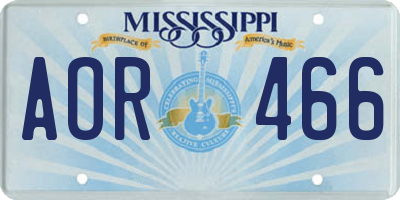 MS license plate AOR466