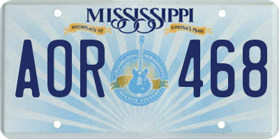 MS license plate AOR468