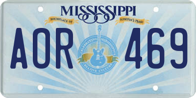 MS license plate AOR469
