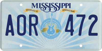 MS license plate AOR472