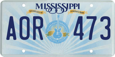 MS license plate AOR473