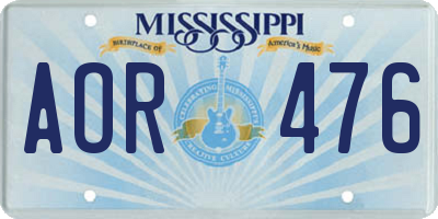 MS license plate AOR476
