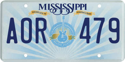 MS license plate AOR479