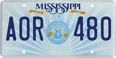 MS license plate AOR480