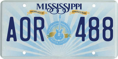 MS license plate AOR488