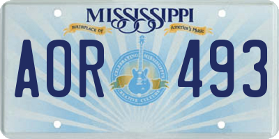 MS license plate AOR493