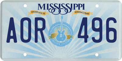 MS license plate AOR496