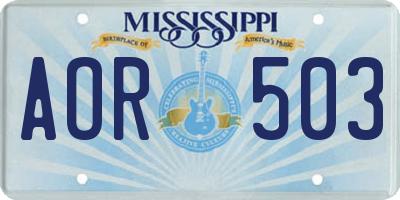 MS license plate AOR503