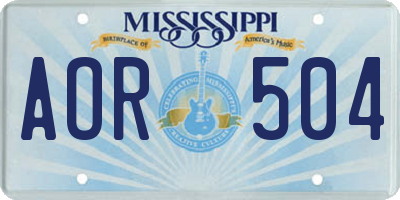 MS license plate AOR504
