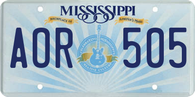 MS license plate AOR505
