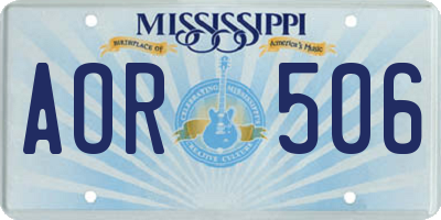 MS license plate AOR506
