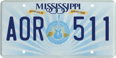 MS license plate AOR511